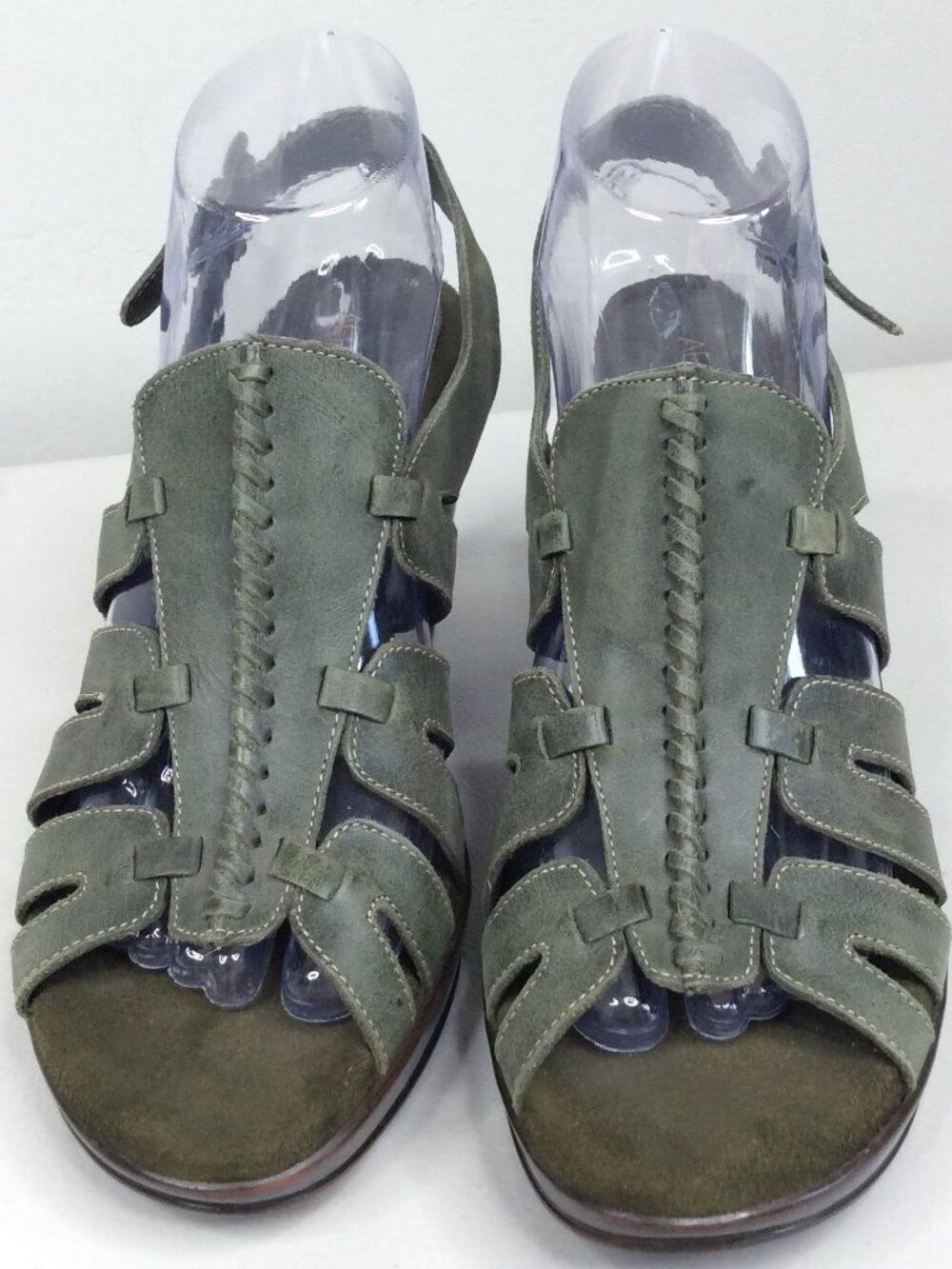 Aerosoles Tai Chi Gladiator Heels Women's Size 9 Olive Green Leather Strappy